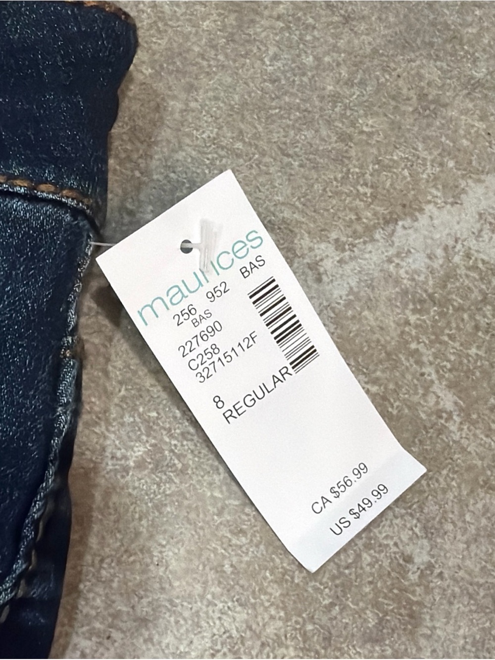 NWT Maurices Slim Boot Regular Midrise Jean Size 8 Dark Wash - Picture 4 of 8